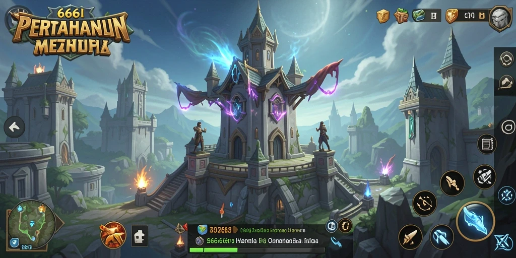 Gameplay seru Tower Defense di 666I dengan menara strategis.