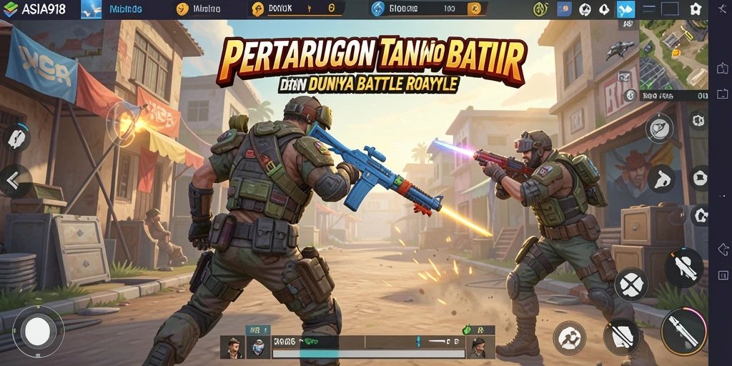 Screenshot ASIA918 menunjukkan aksi tegang dalam pertempuran Battle Royale.