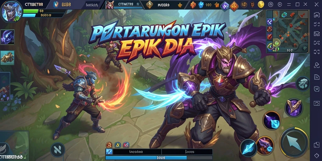 Tampilan seru gameplay CITIBET88 dalam pertarungan tim MOBA.