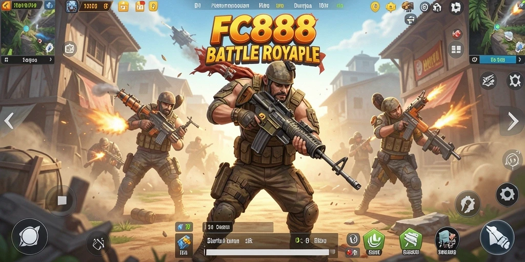 Tangkapan layar FC888 menampilkan momen epic dalam pertempuran Battle Royale.