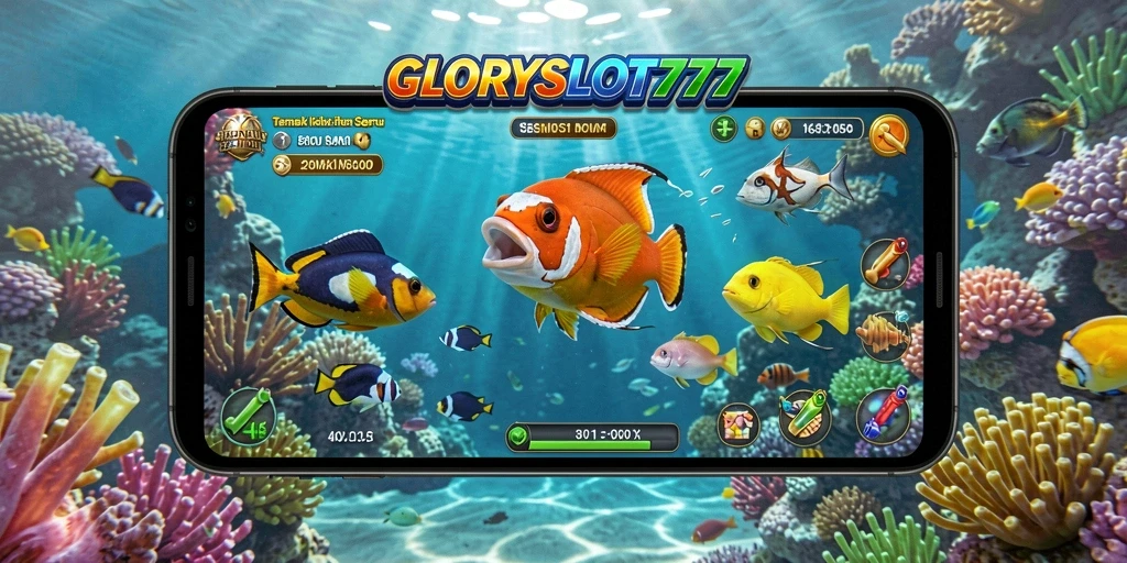 Tangkapan layar GLORYSLOT777 memperlihatkan aksi menembak ikan yang seru.