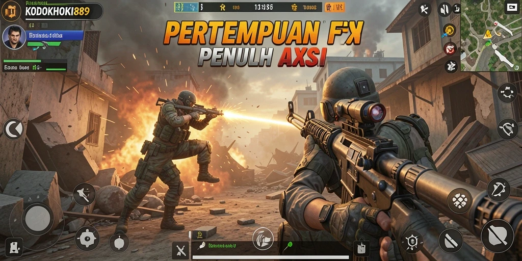 Screenshot gameplay KODOKHOKI889 menunjukkan aksi pertempuran yang mendebarkan.