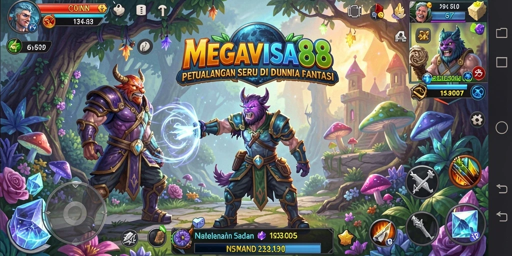 Screenshot gameplay MEGAVISA88 dengan karakter menjelajah dunia petualangan.